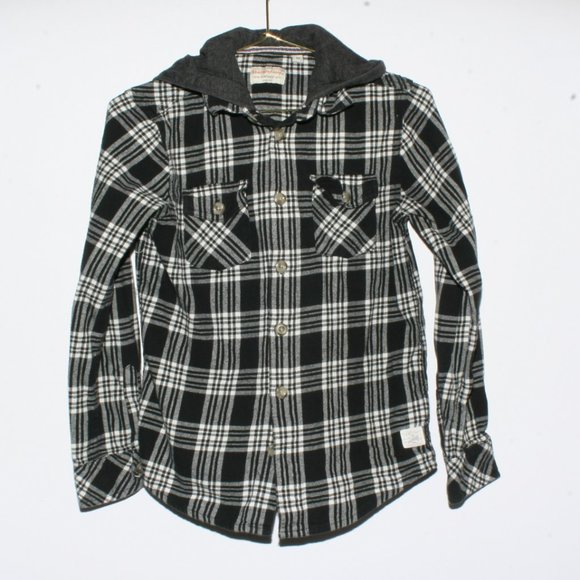 Boy'd Black & White Hoodie, Button-up Flannel Shirt-Excellent Condition - Picture 1 of 2